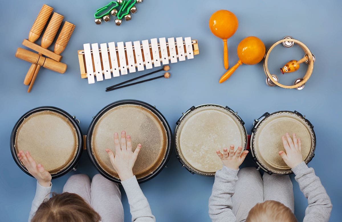 Kinder Trommel aus Holz Handpercussion Musikinstrument 