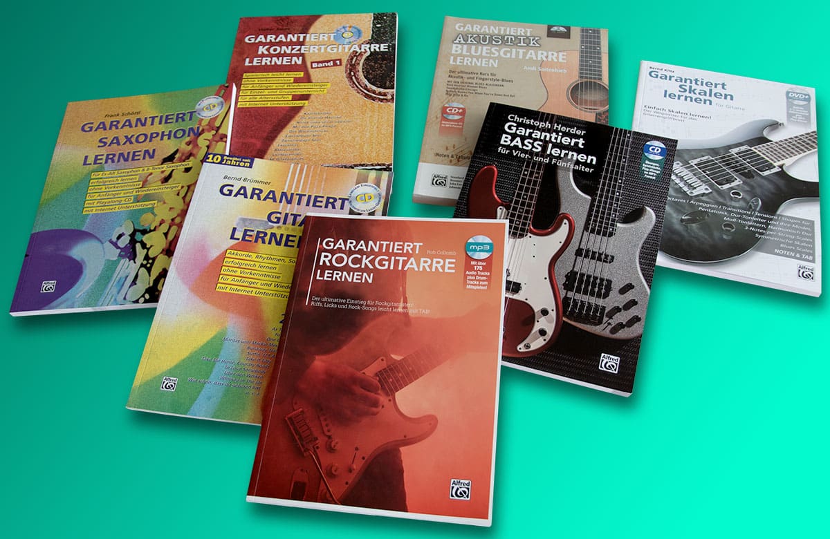 Saxophon- und Gitarren-Lehrbücher von Alfred Music